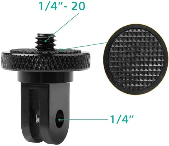 Адаптер със стандартна 1/4" резба и GoPro монтаж.
