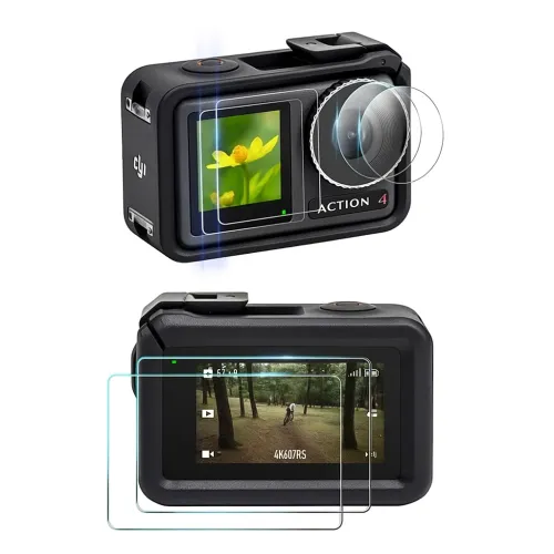 Протектори за DJI Osmo Action 4, показващи преден и заден екран.