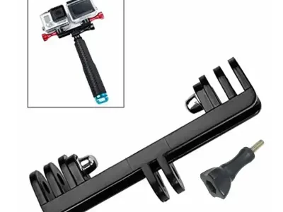 Двоен адаптер за GoPro с два монтажни гнезда и един винт.