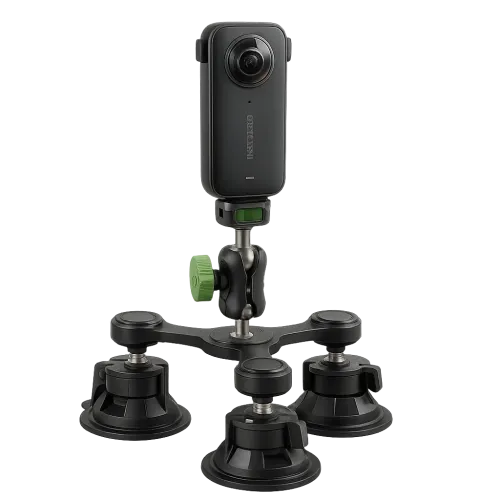 Вакуум стойка с 3 вендузи и insta360 камера.